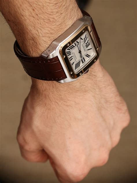 cartier santos dumont on wrist|cartier santos 100 midsize.